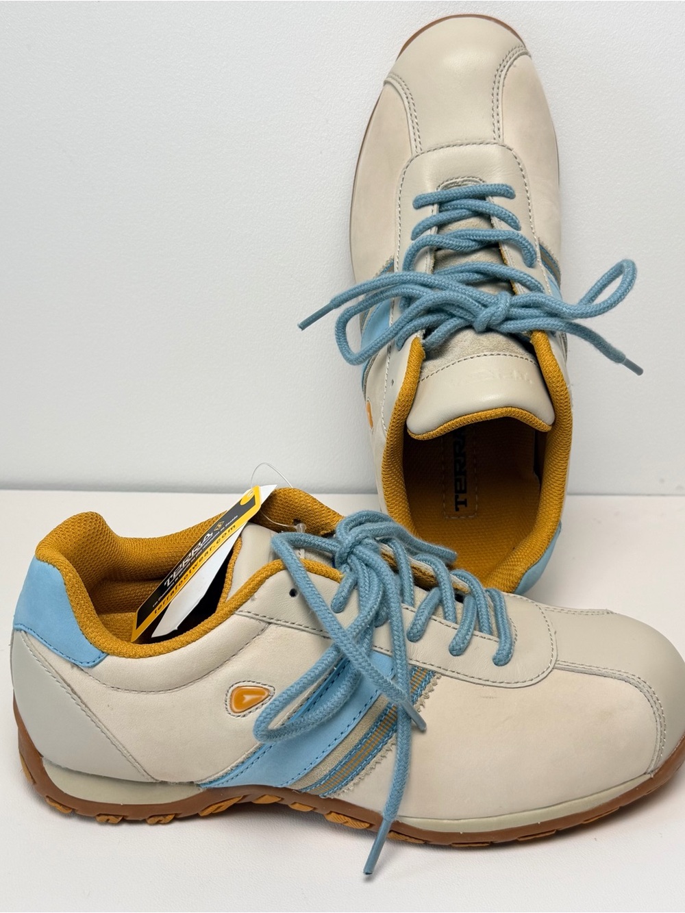 Terra Safety Work Shoes Helena Women US 7 EU 38 Beige Blue Steel Toe Lace Up